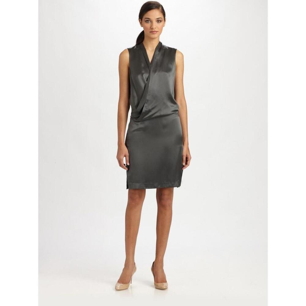 Diane Von Furstenberg DVF Issie Silk Dress Metallic Blue Spruce Faux Wrap Party